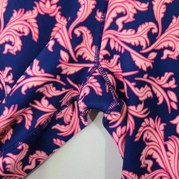 Stylish Pink and Blue Patterned Women's Leggings - Picture 4 of 10